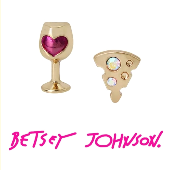 Betsey Johnson Jewelry - Betsey Johnson adorable wine and cheese stud earrings.